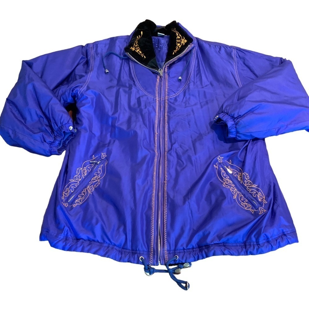FUDA Sport Women’s Faux Fur & Silk Embroidered Glam Puffer Jacket Size XL